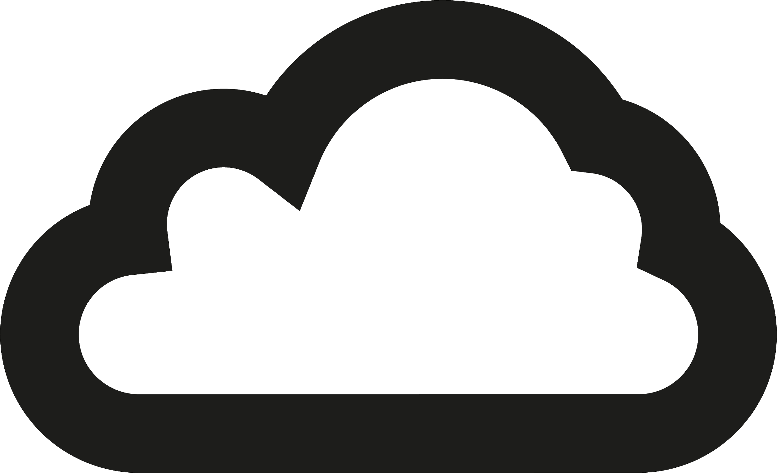 Outline of a cloud with gears, representing cloud computing or technological services.