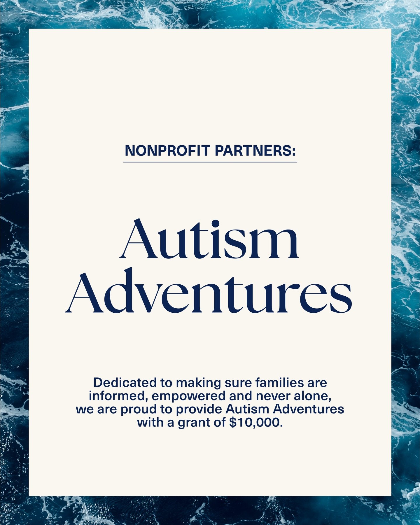 From early guidance to ongoing support, our grant will help Autism Adventures give families the tools, resources, and environment they deserve to flourish. It will help provide children with the support they need to thrive and give parents a clear ro