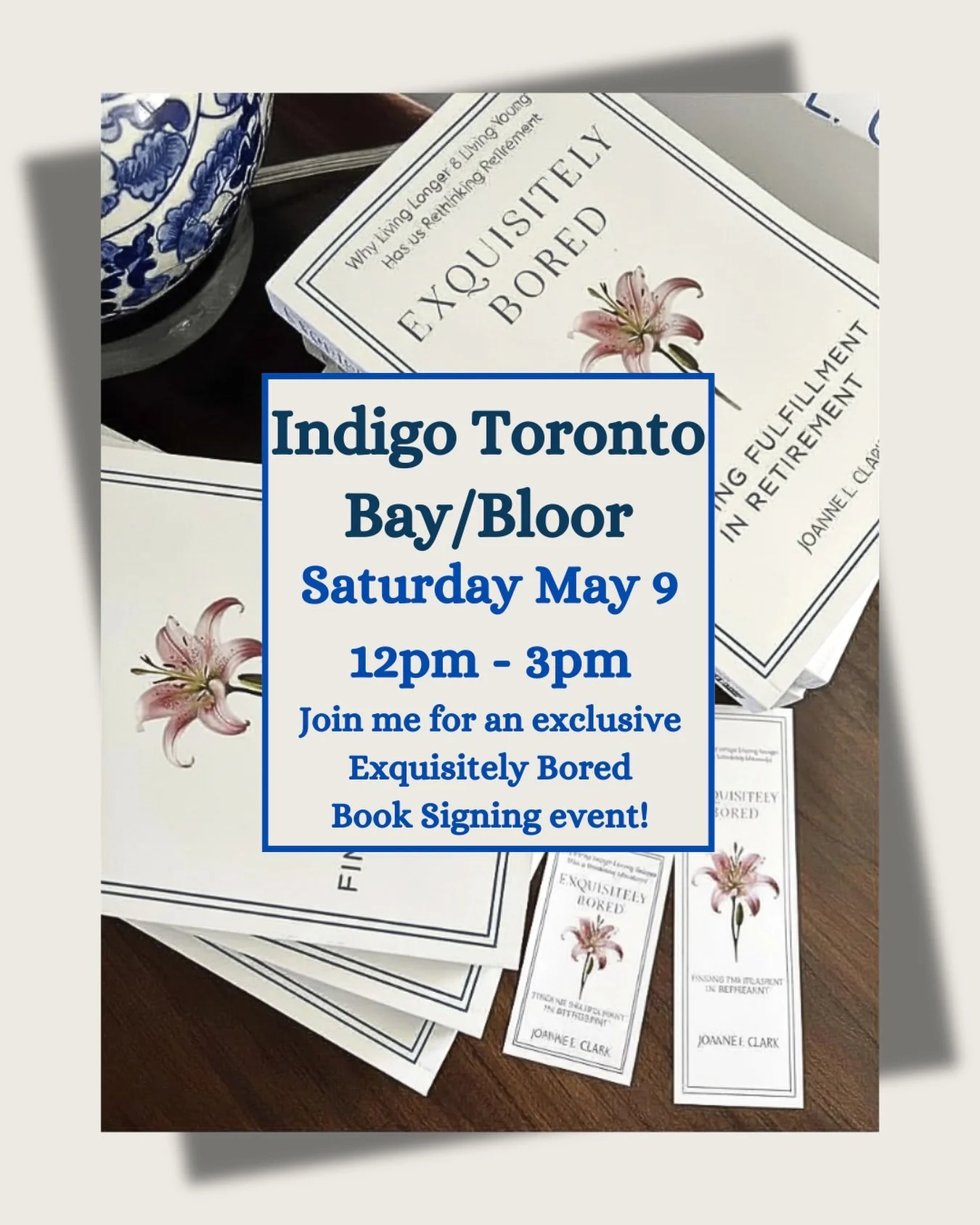 May 9 if you are out and about I&rsquo;ll be at Indigo in the Manulife Centre, come see me! It&rsquo;s my old neighborhood Bay/Bloor, so much to see and do! 

@luckybookpublishing  @indigobayandbloor 

#exquisitelybored #authorcommunity #booksigning