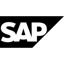 SAP Logo, schwarzer Hintergrund, weißer Text