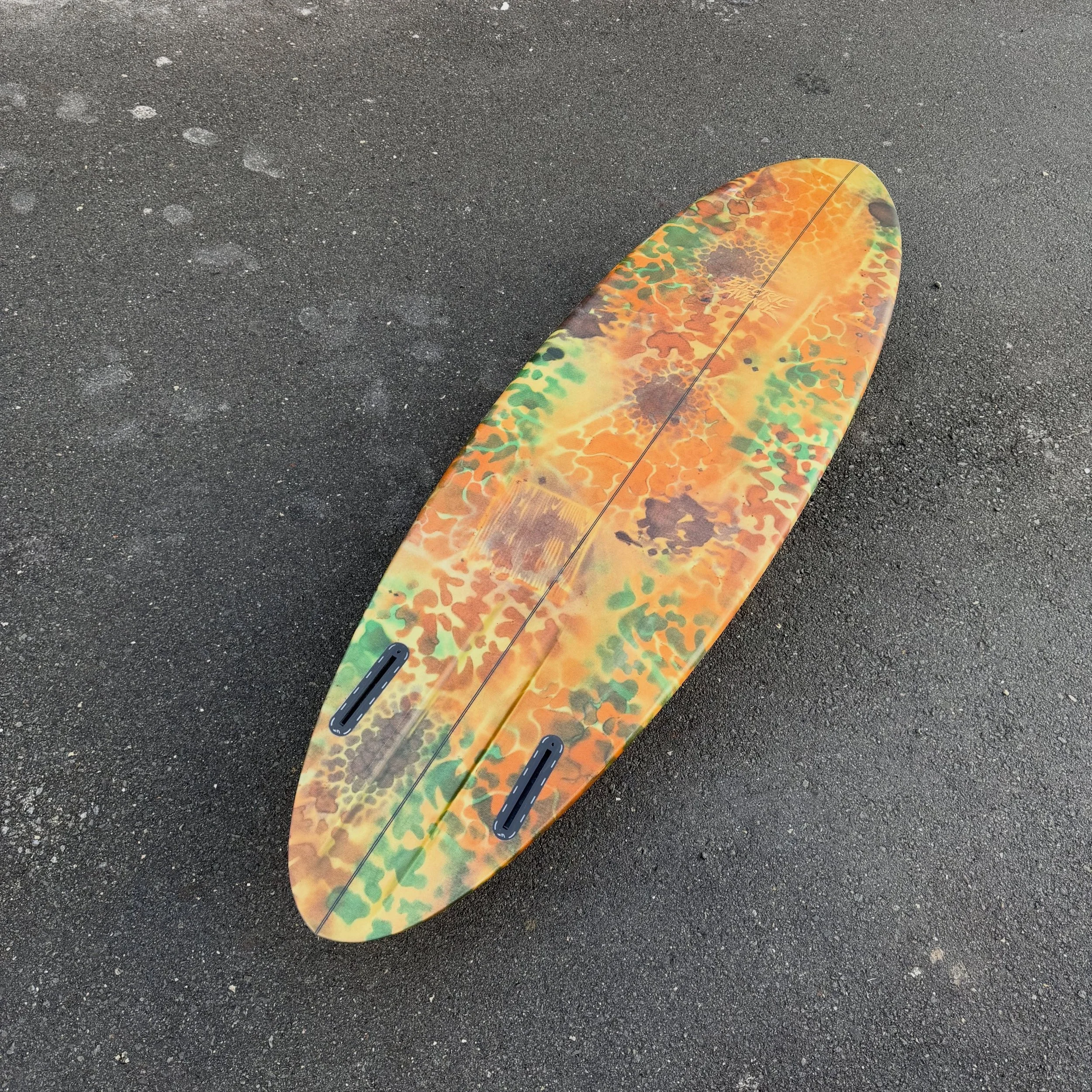 ~ 5'10 x 19 1/2 x 2 9/16 ~

Slot channel twin pin wrapped in camo