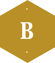 Honeycomb-shaped yellow logo with letter B