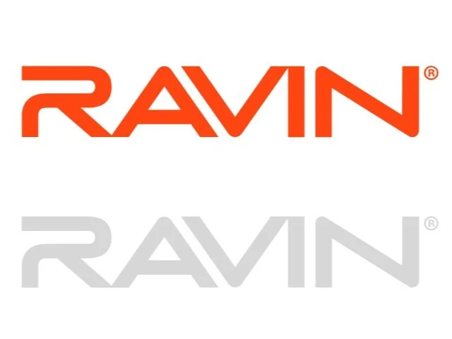 The image features the "RAVIN" logo in red on top and gray below, with a registered trademark symbol next to both logos, on a white background.