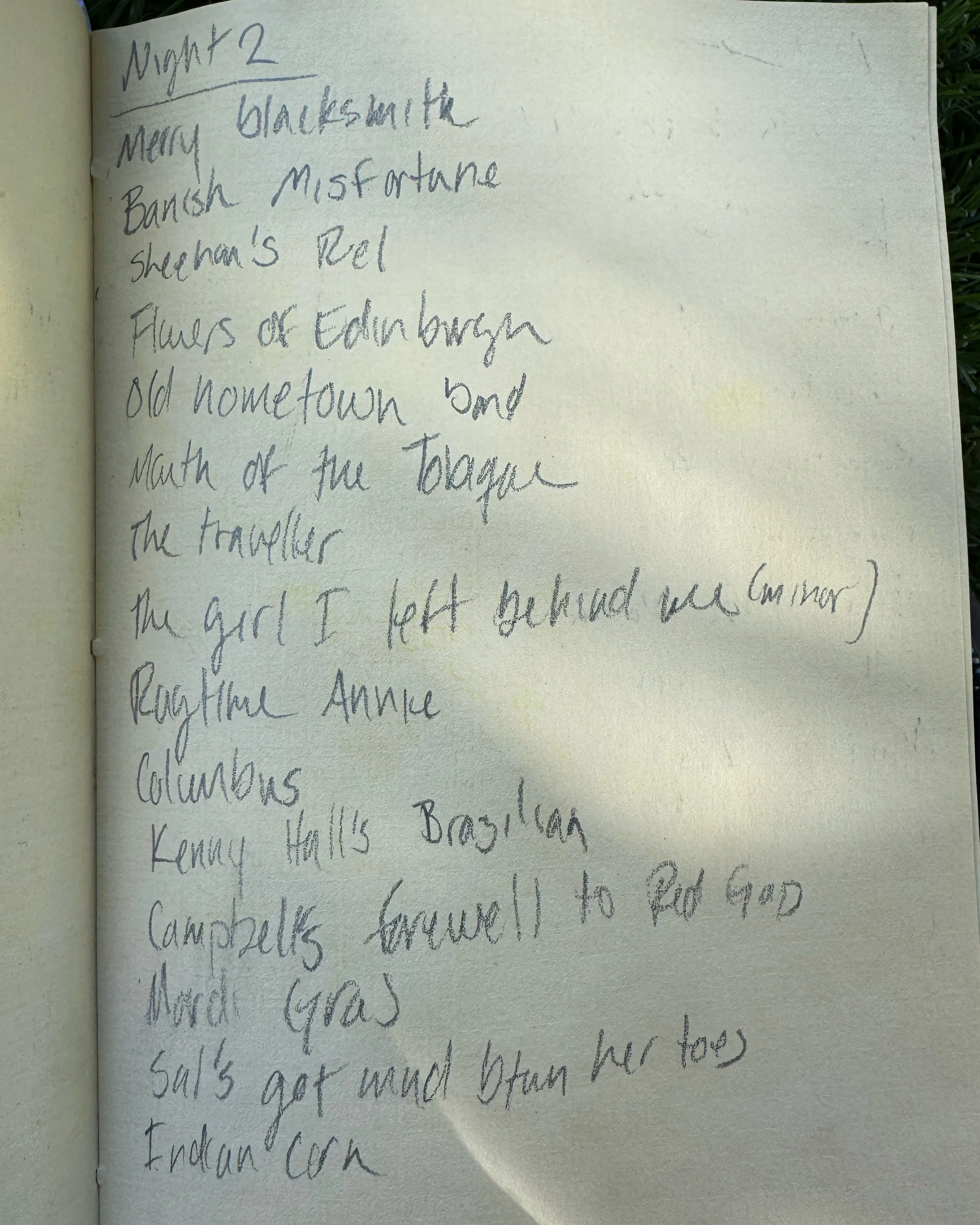 Partial tune list from night two of jamming at the September work party.