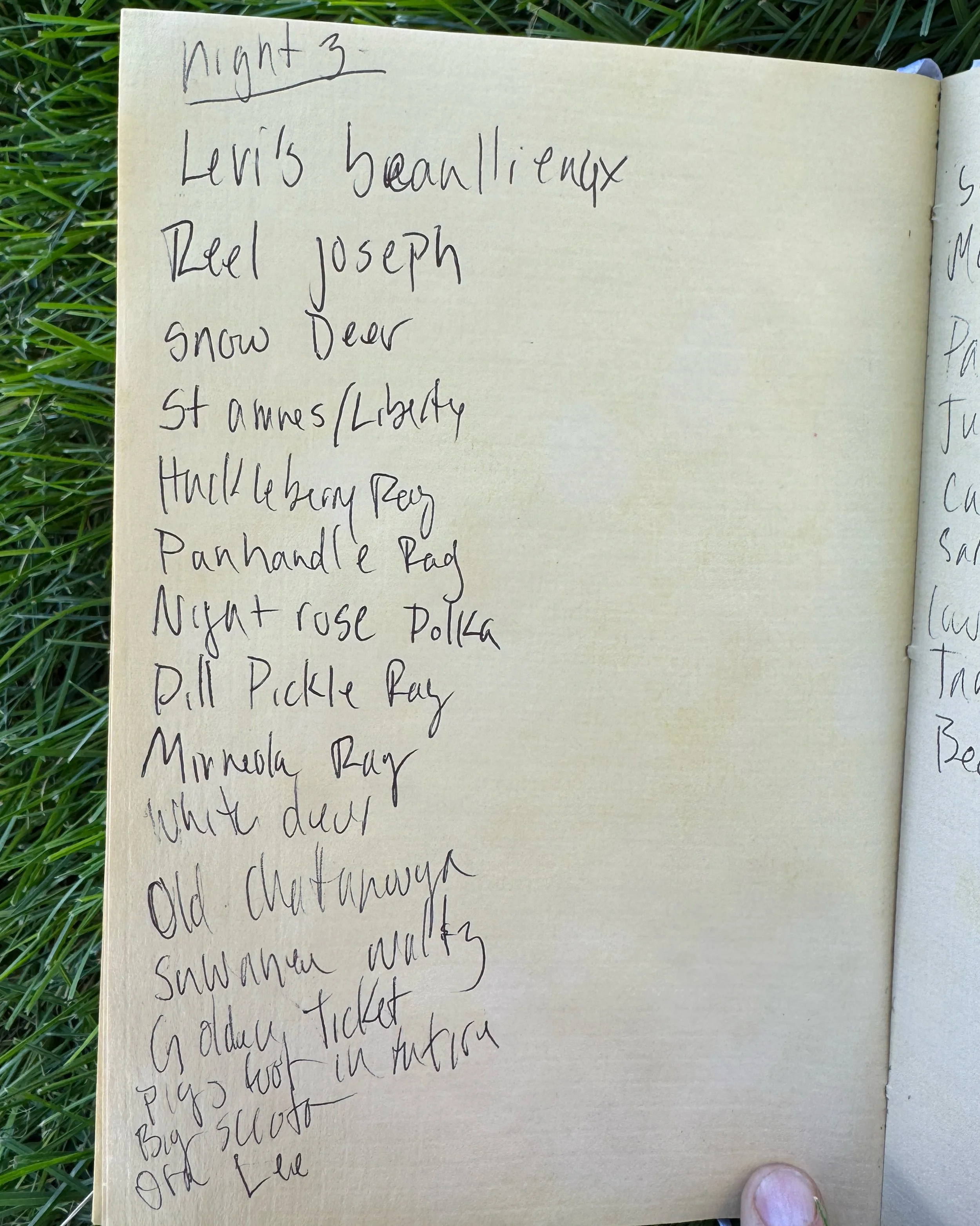 Partial tune list from night three of jamming at the September work party.