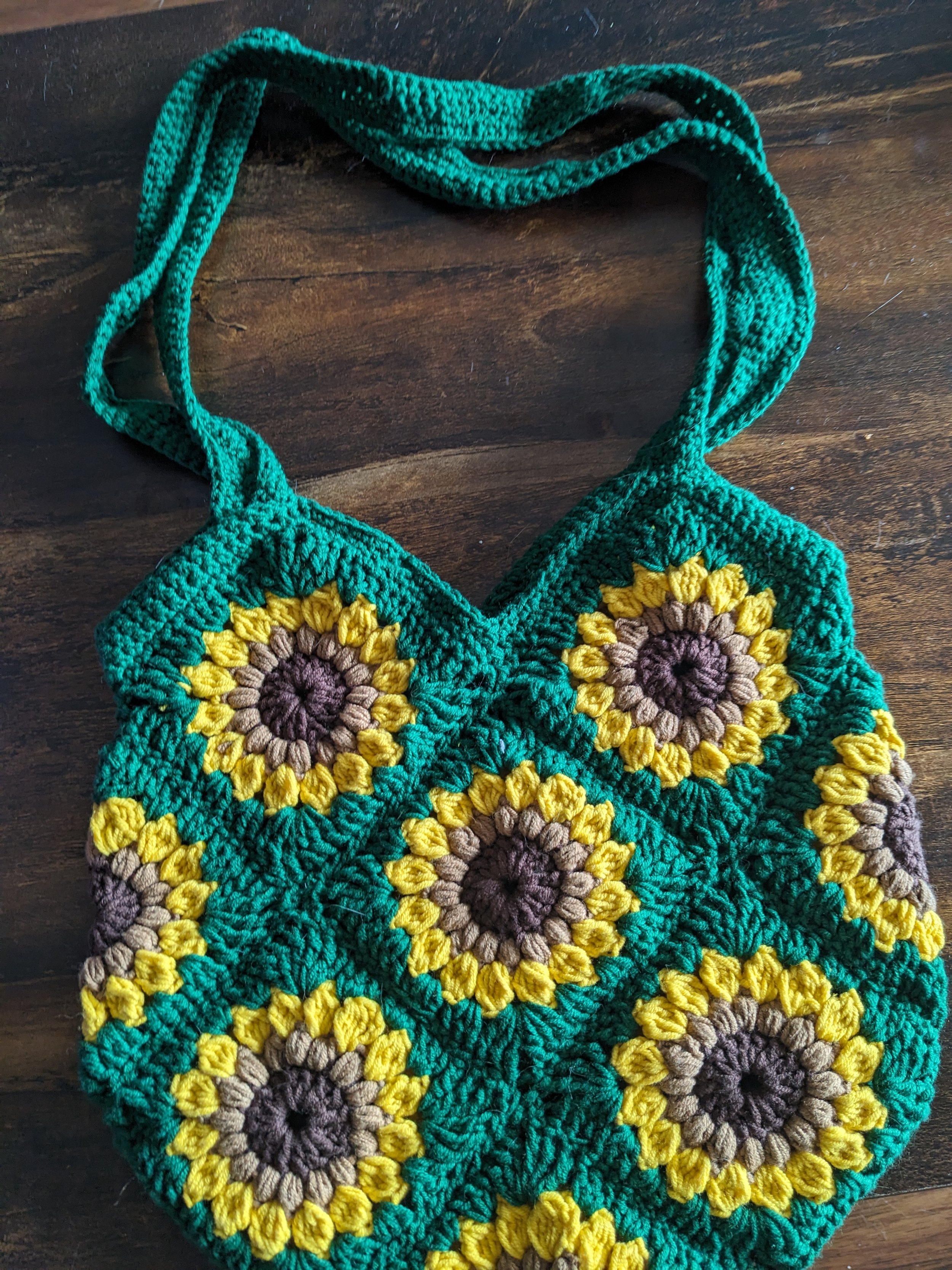 crochet sunflower tote bag