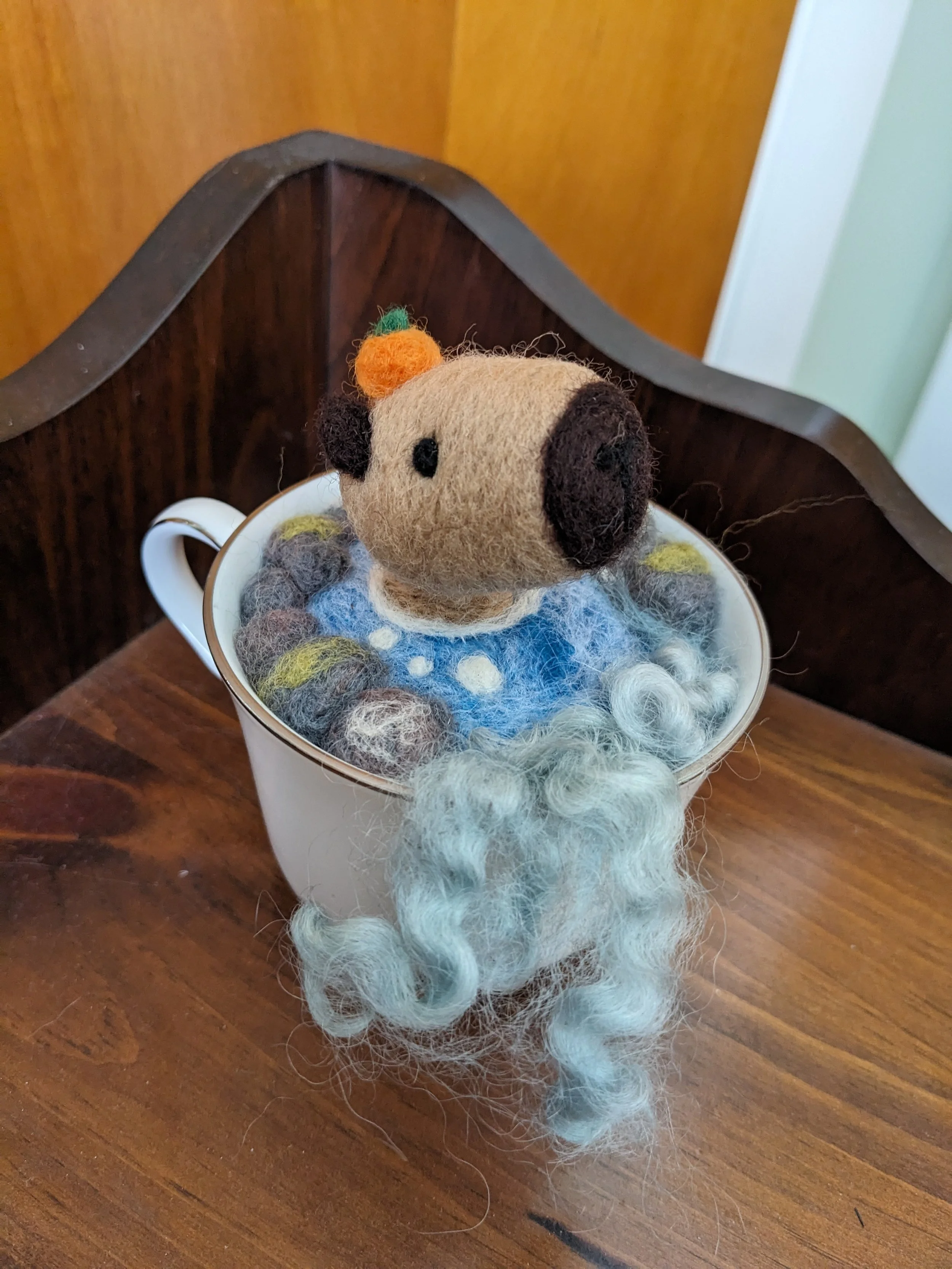 Needle Felted Capybara taking a bath