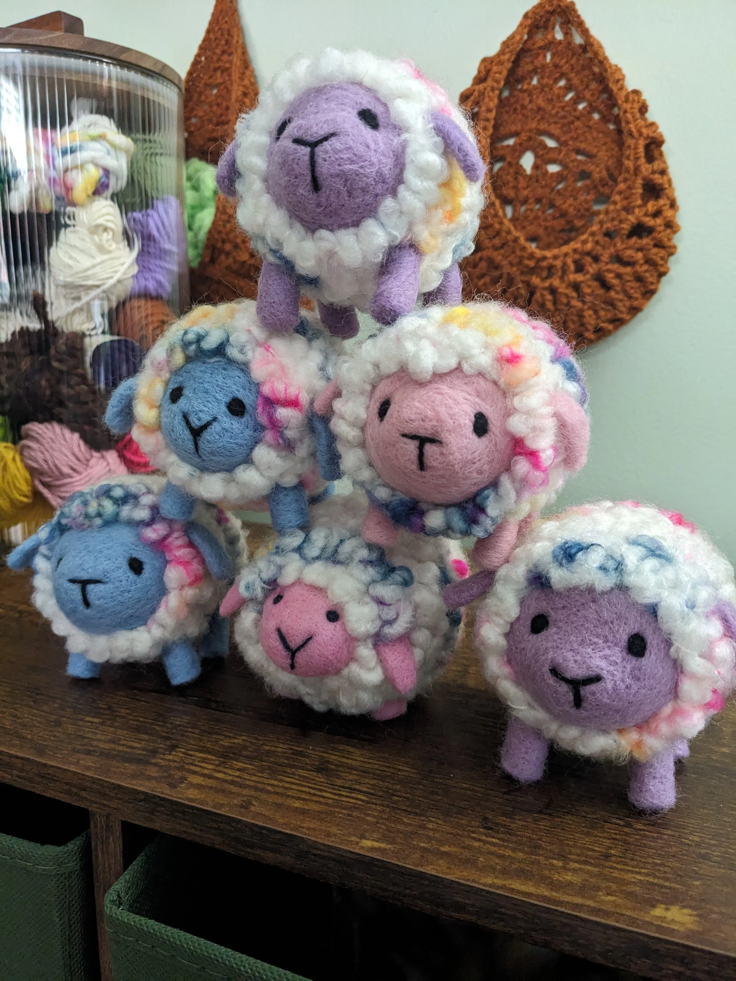 A pyramid of Needle felted sheep