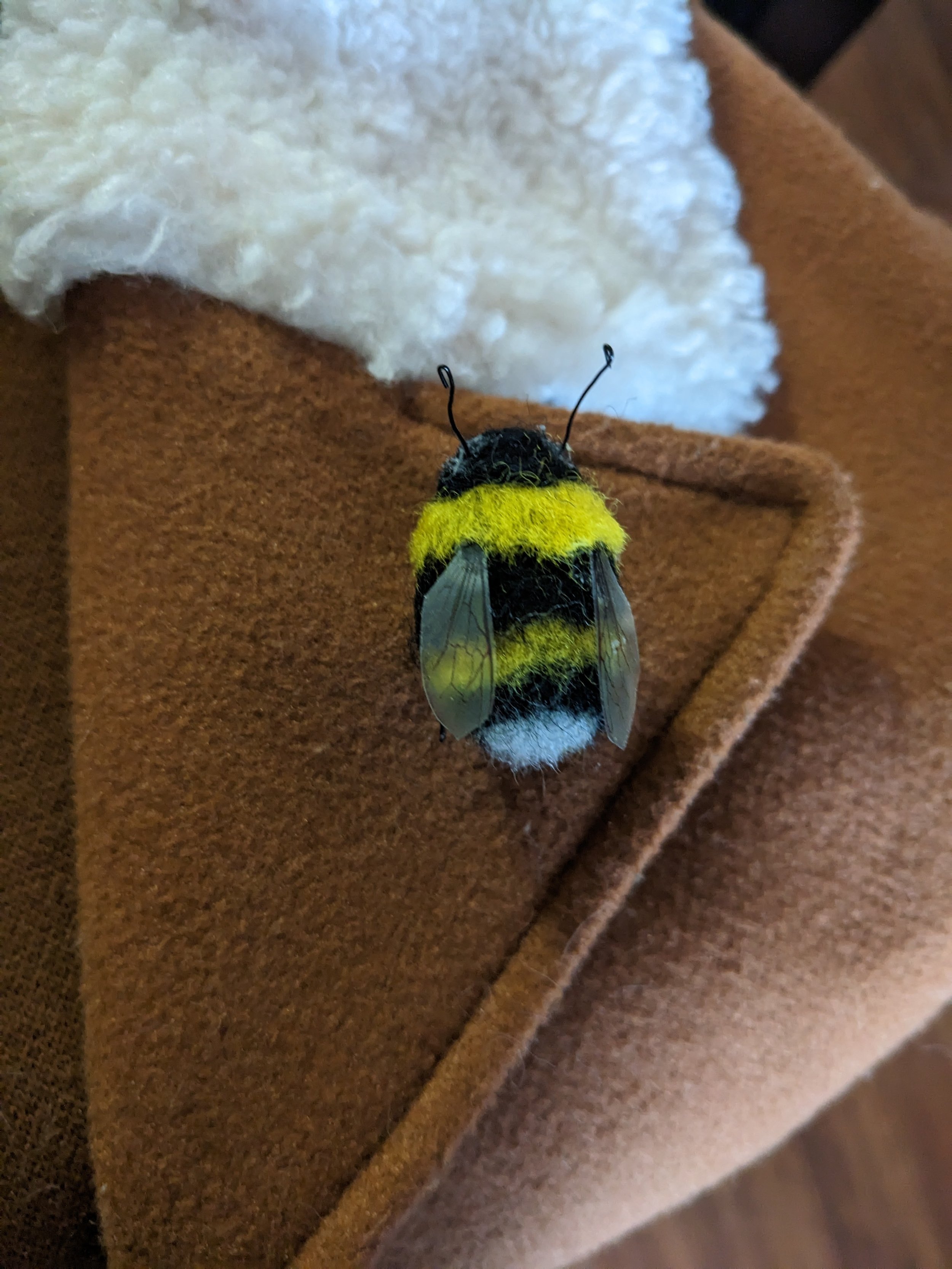 needle felted bee brooch