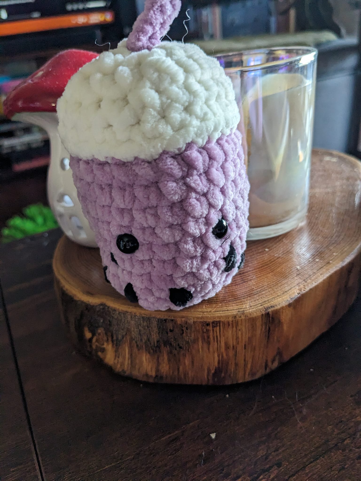 crochet boba tea in purple