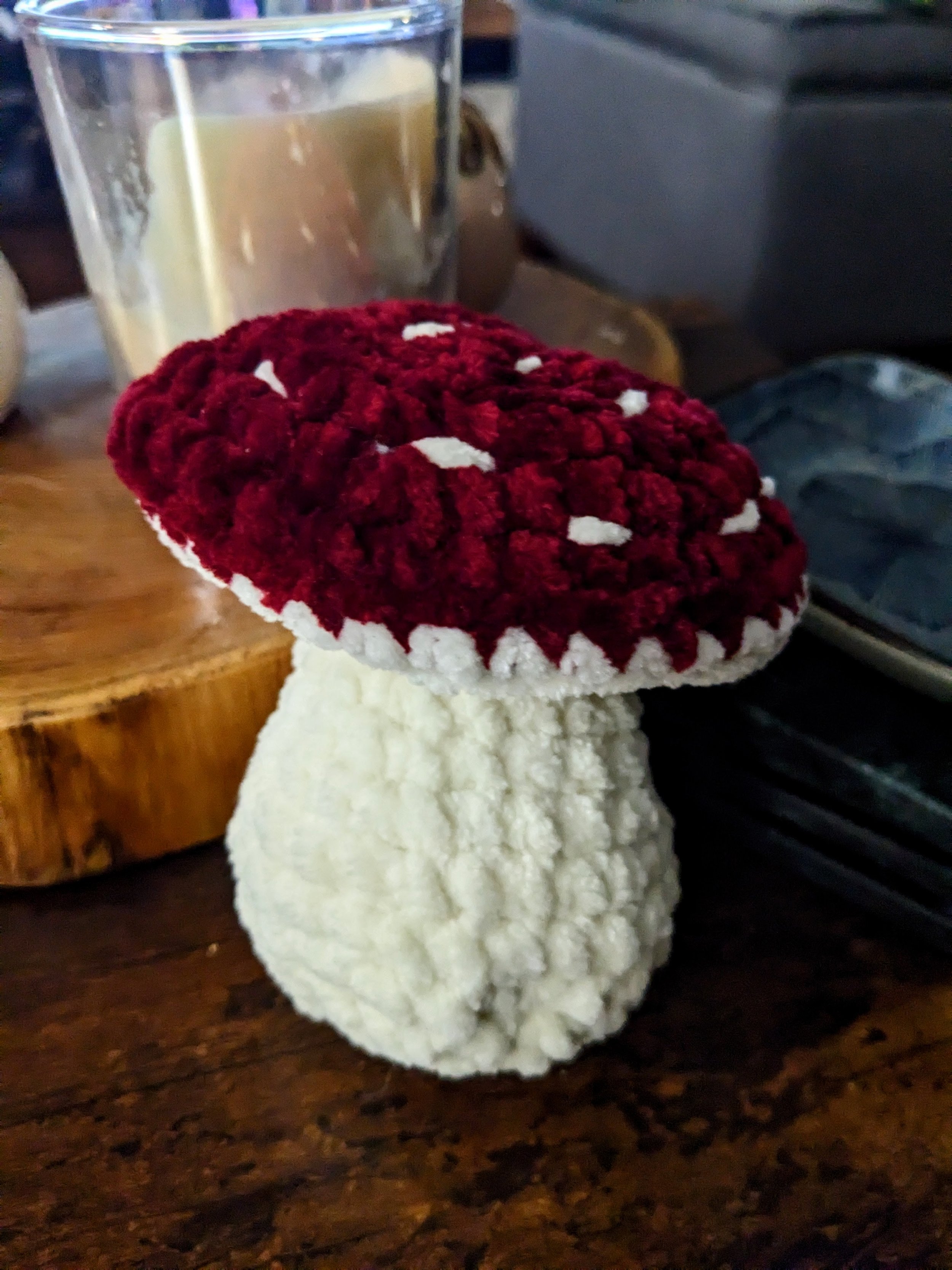 Crochet red cap mushroom