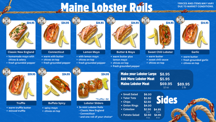Lobster Rolls Menu — The Hungry Captain