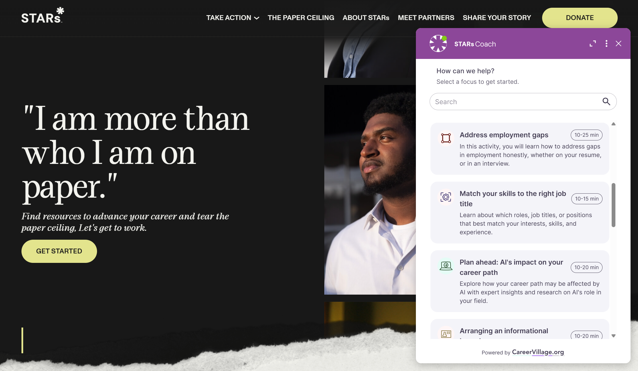 Coach widget on Tear the Paper Ceiling website