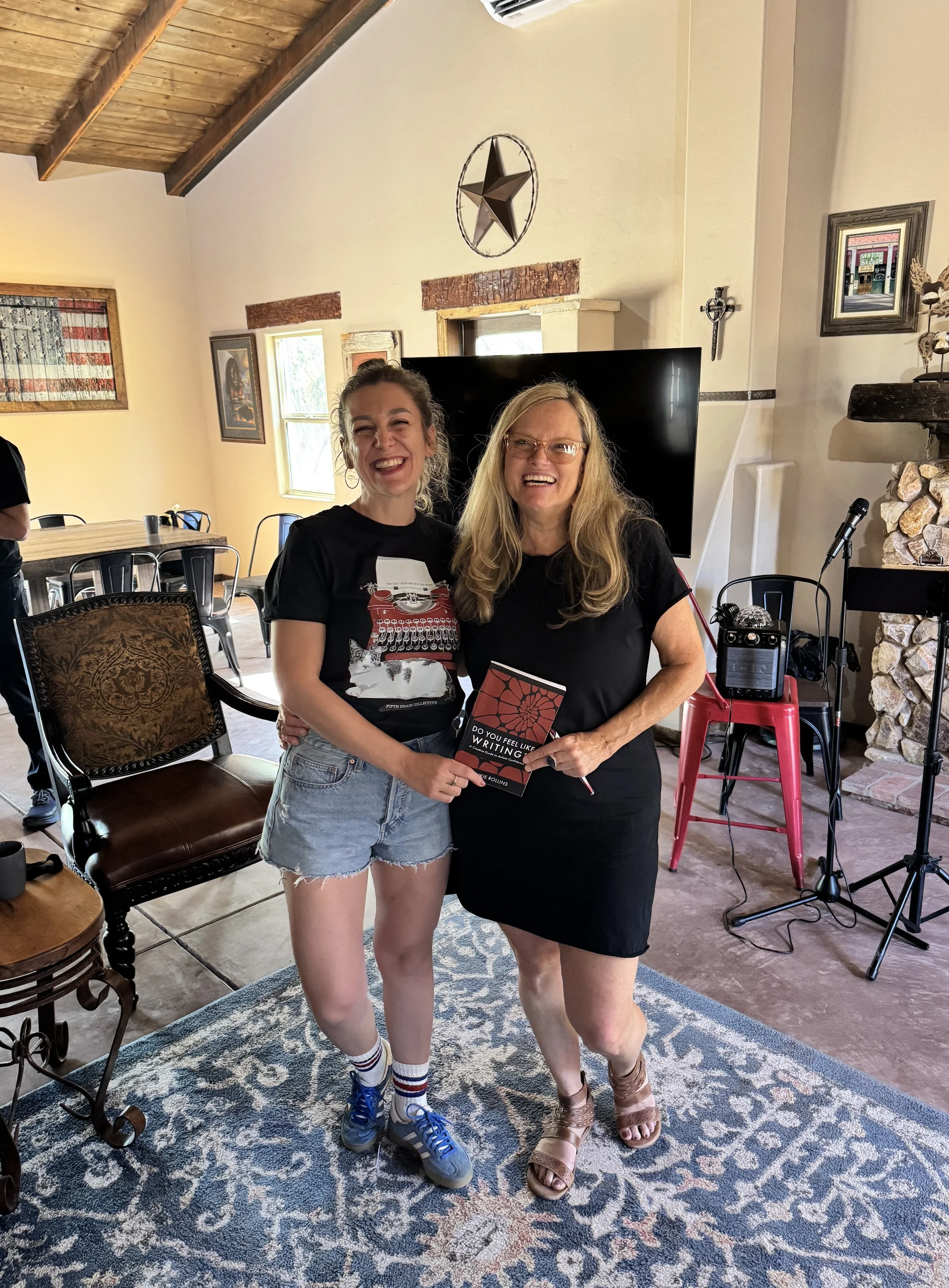Aleksandra & Frankie with Do You Feel Like Writing book