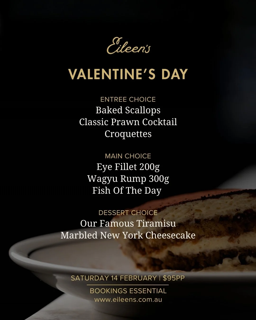 Valentines Day Menu at Eileens Charcoal Grill