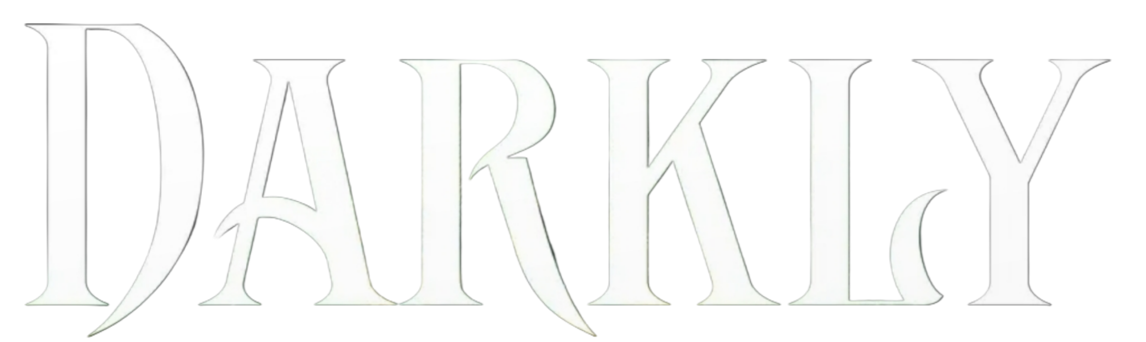 Stylized text displaying the word 'DARKLY' in white on a black background.