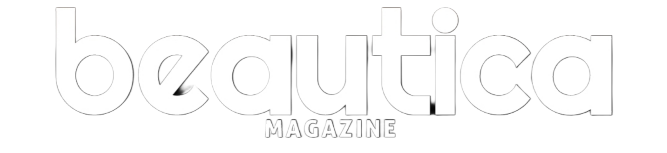 Beautica Magazine logo, black background, white text