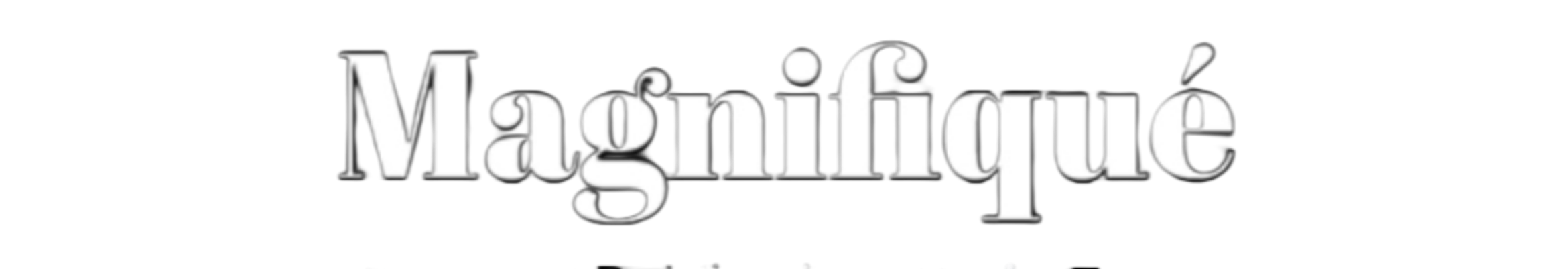Text 'Magnifique' in white on a black background.