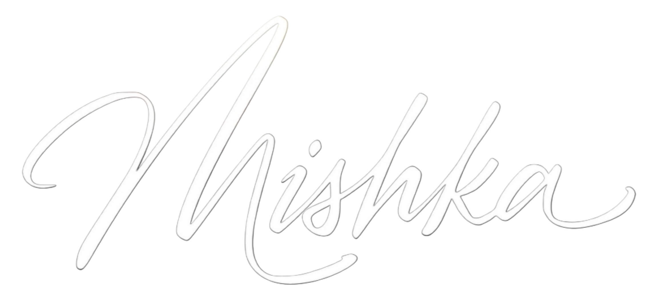 "Mishka" in cursive white text on black background.