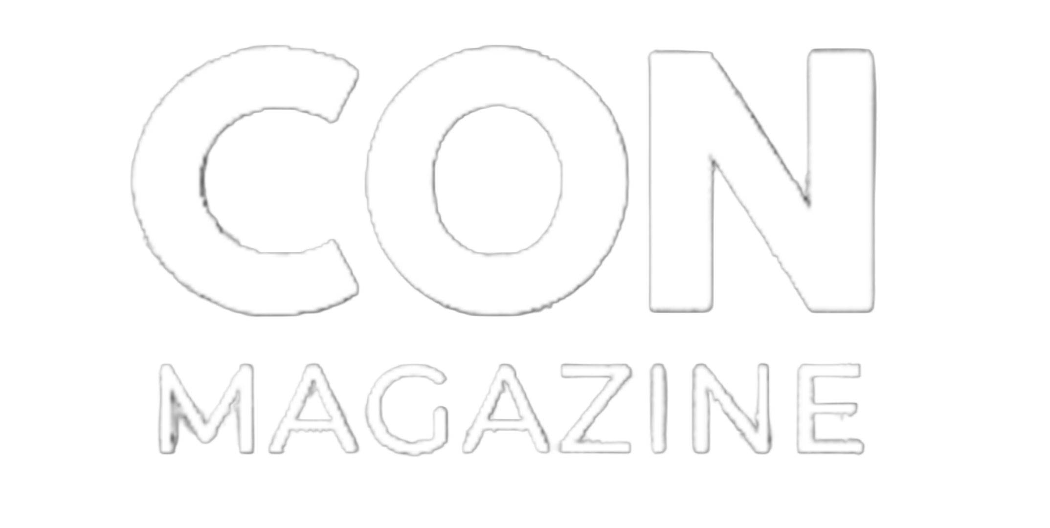 Text logo with the words 'CON Magazine' in bold white letters on a black background.