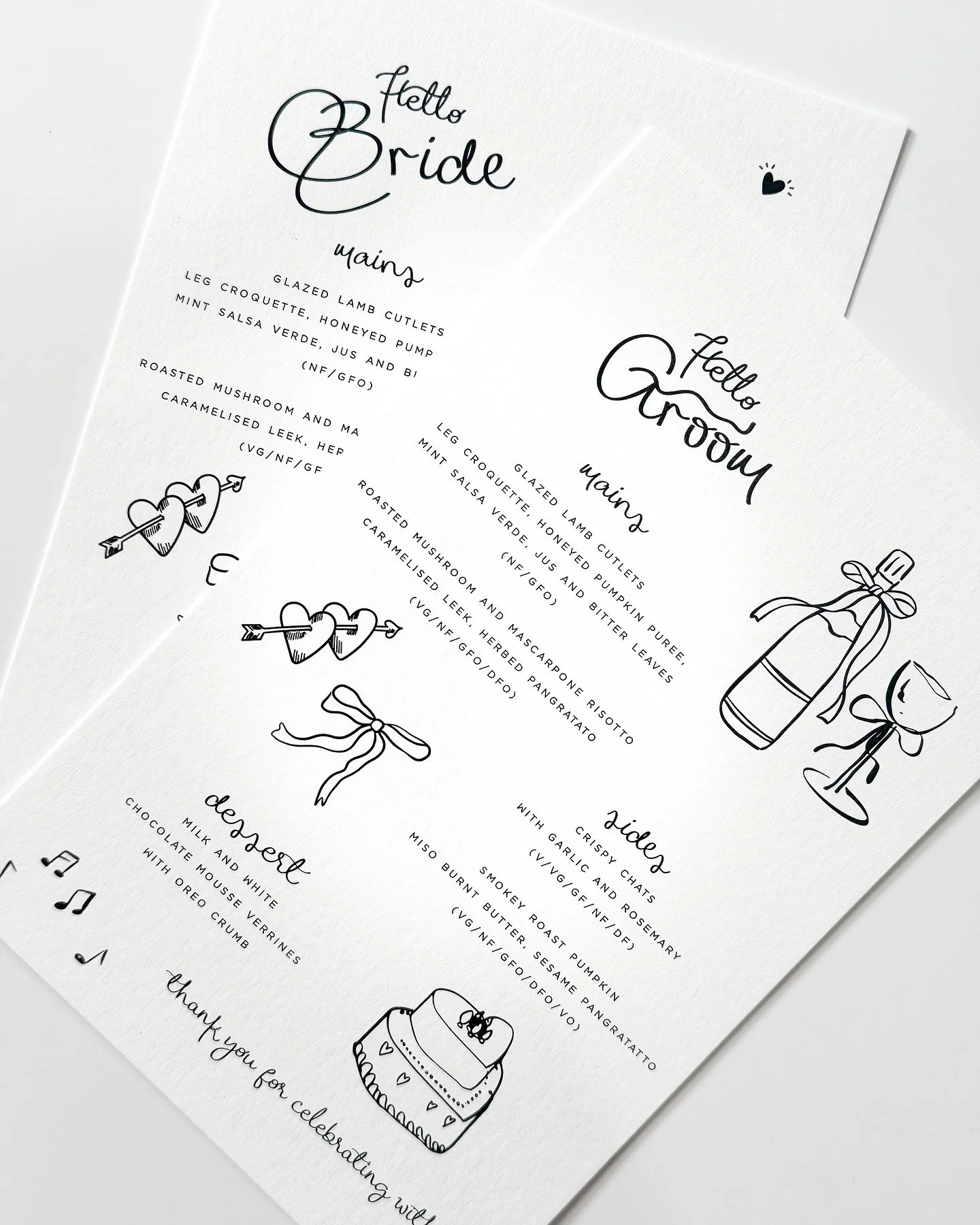 ✨Personalised menus for every guest? Yes, please! ✨ 

These custom designed menus and bar signage add the perfect touch of personality to any wedding celebration. Featuring hand-drawn illustrations and a fun, modern style, they make every guest feel 