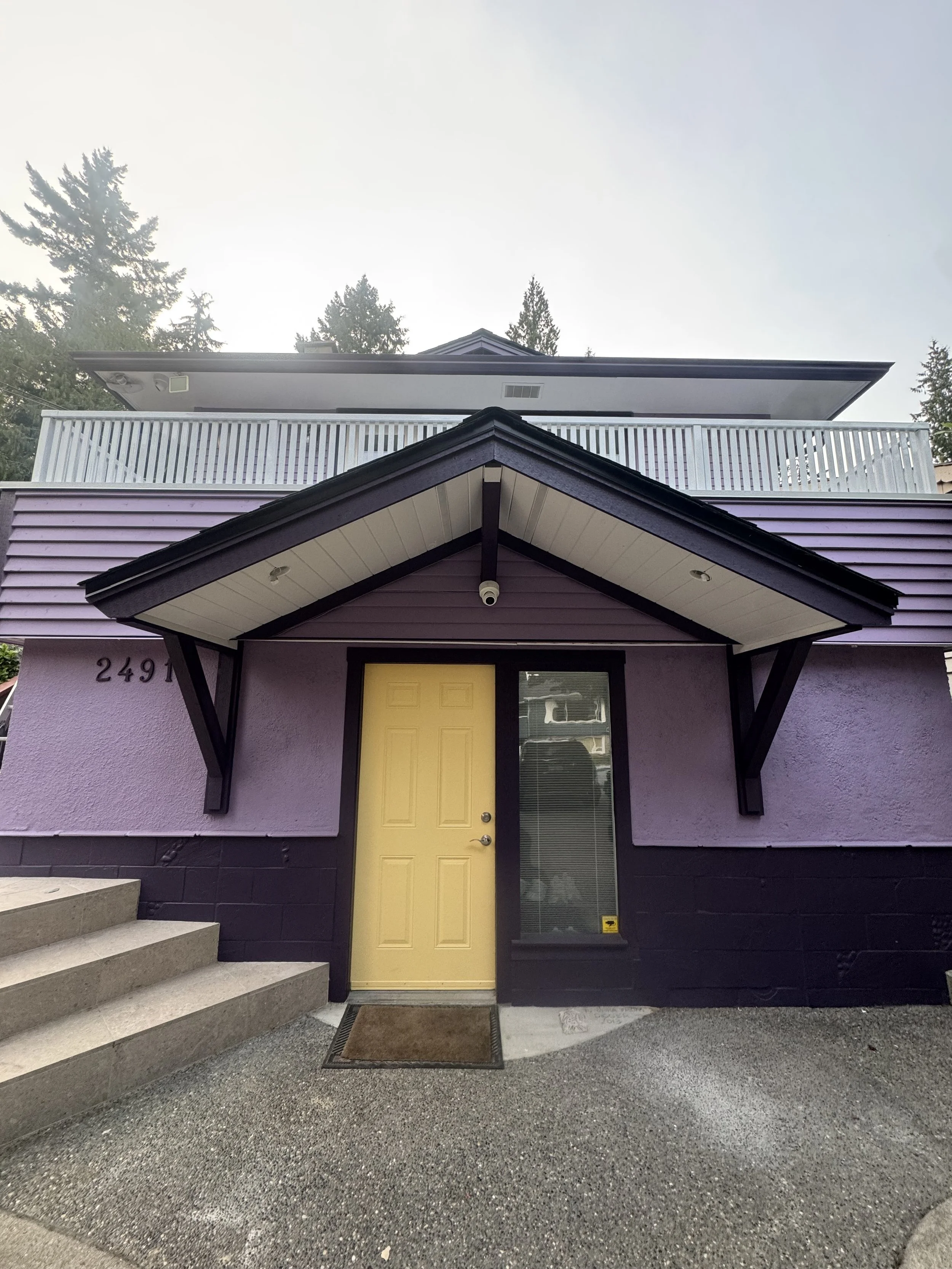 exterior painting, exterior painting in Lynn Valley, completed exterior painting, front door spray painted