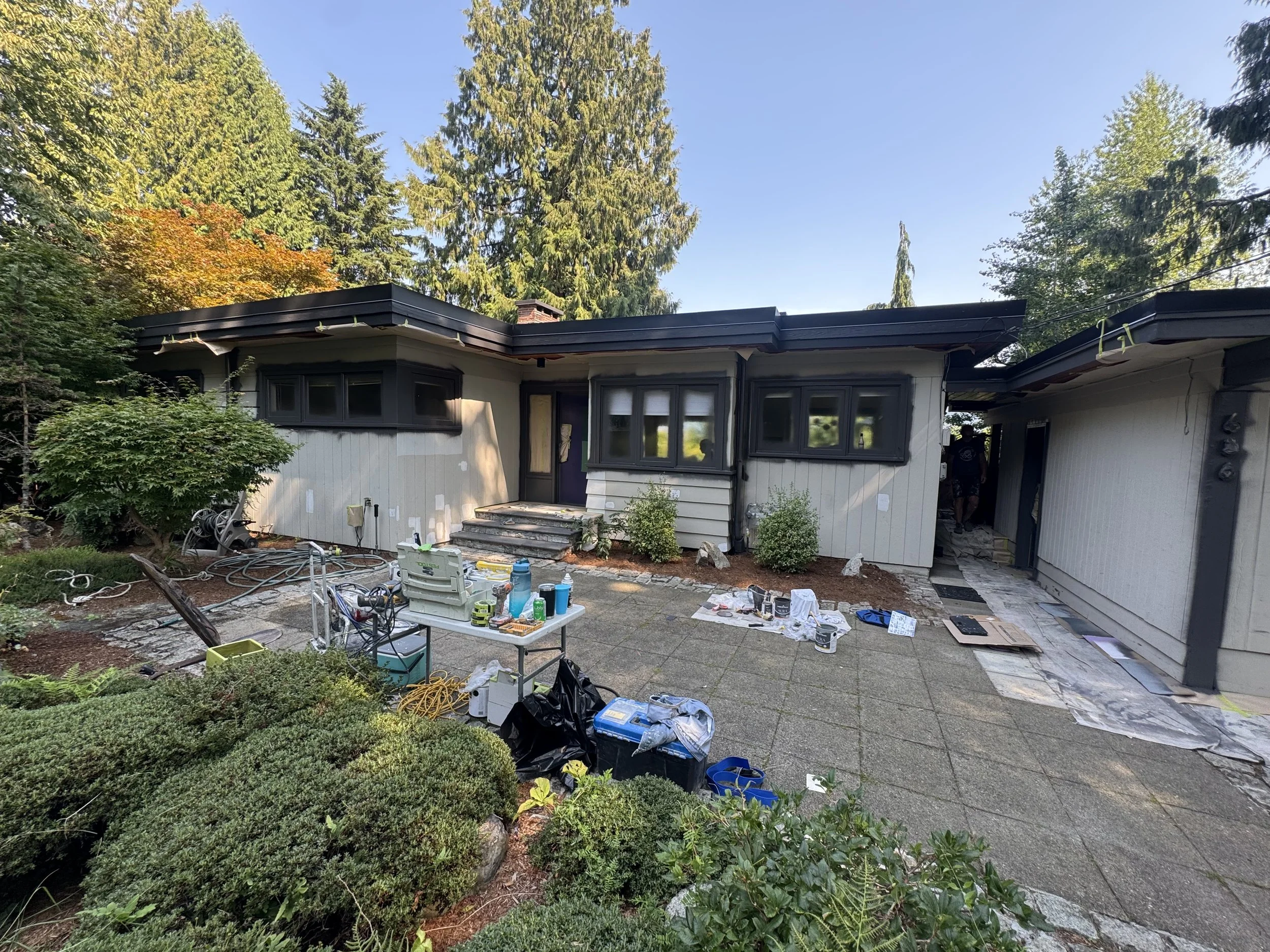 exterior painting, Deep Cove painters, Deep Cove painting company, exterior preparation for spray-painting, trim