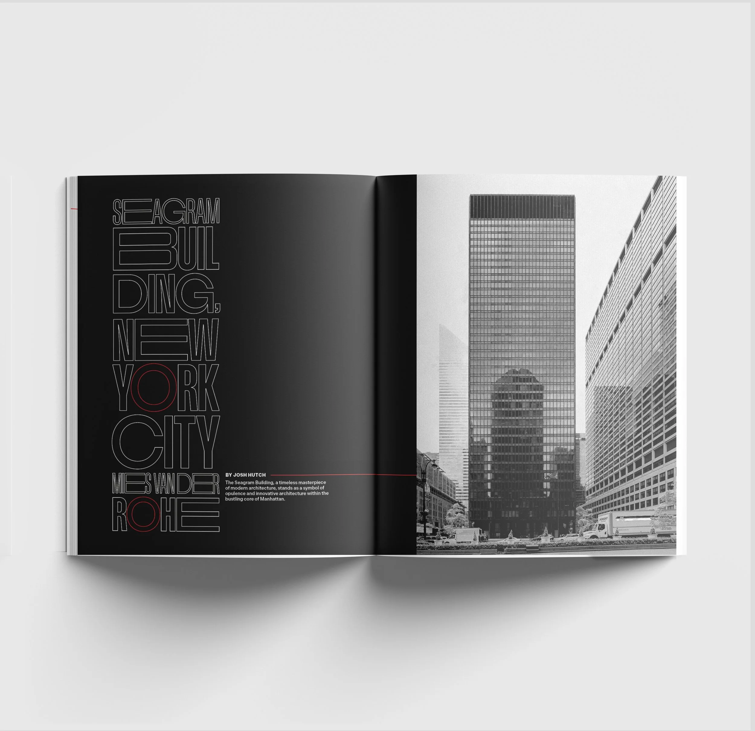 The second spread of Form Magazine, this time showcasing an article about the Seagram Building in New York City