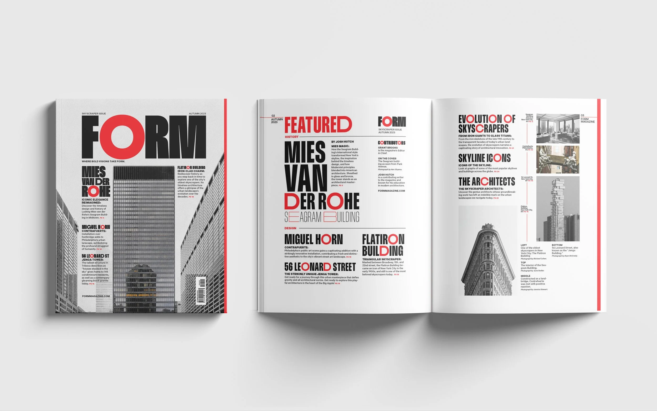 Cover of Form Magazine with it's Table of Contents Spread to the left.
