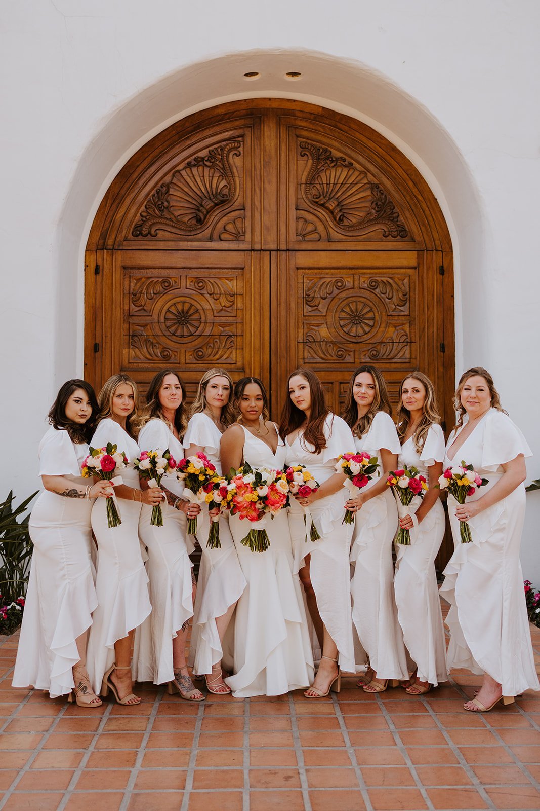 White bridesmaid dresses at La Quinta Resort wedding in Palm Springs | Photo by Tida Svy