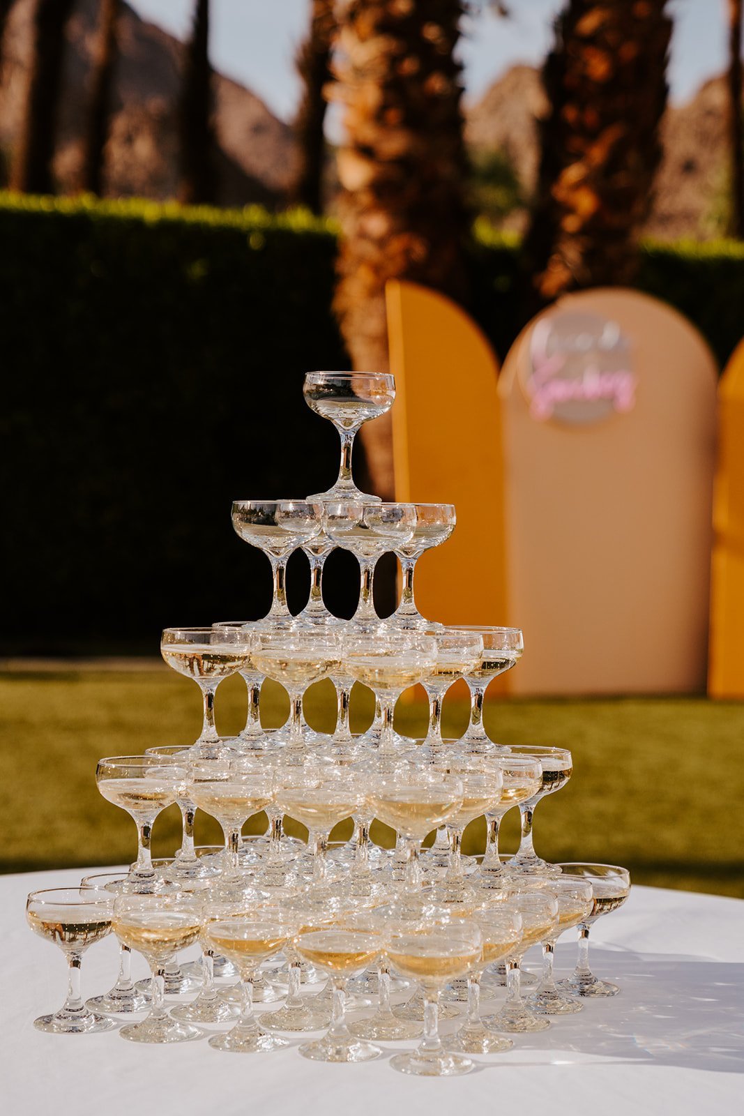 Champagne tower at La Quinta Resort in Palm Springs | photo by Tida Svy