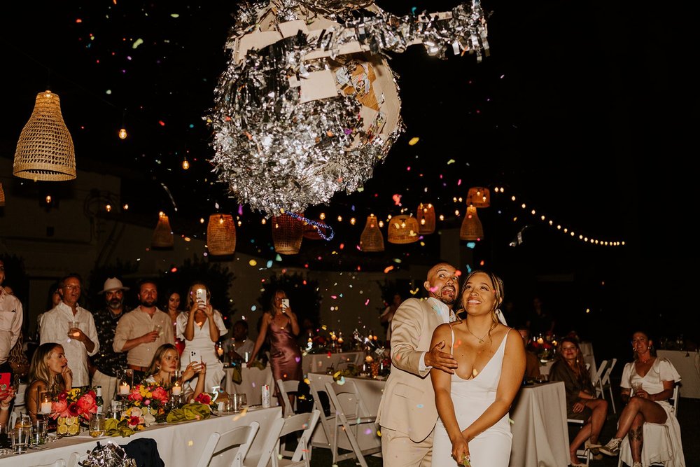 Disco ball piñata, La Quinta Resort Wedding in Palm Springs, photo by Tida Svy