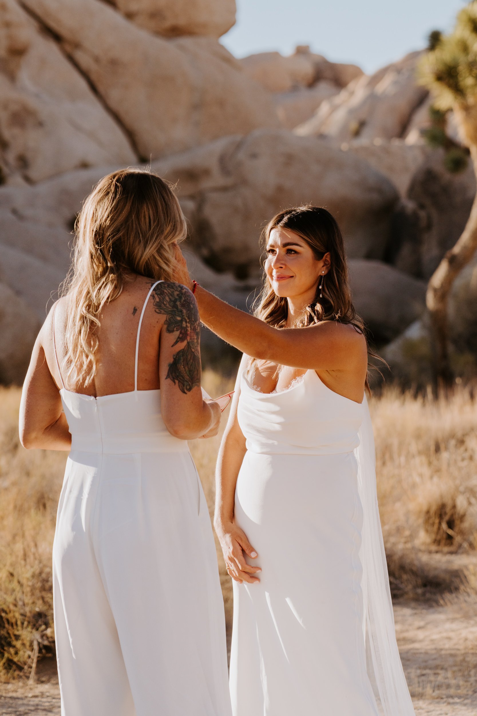 Emotional LGBTQ Joshua Tree National Park elopement, Photo by Tida Svy