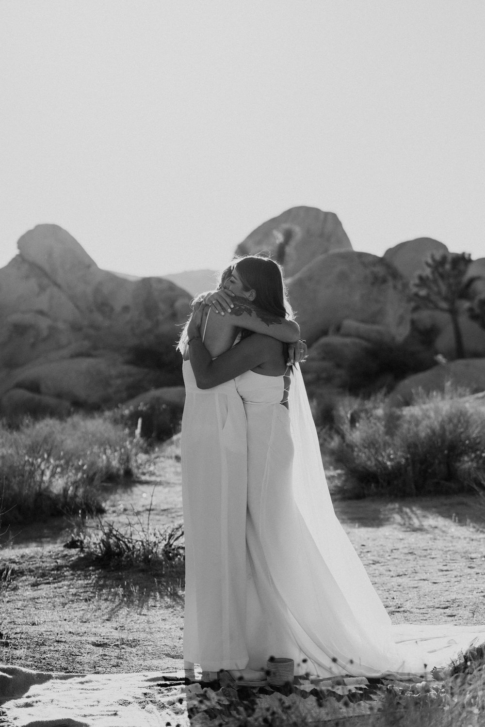 Two brides elopement, Lesbian elopement, LGBTQ Joshua Tree National Park elopement, Photo by Tida Svy, Joshua Tree Wedding Photographer