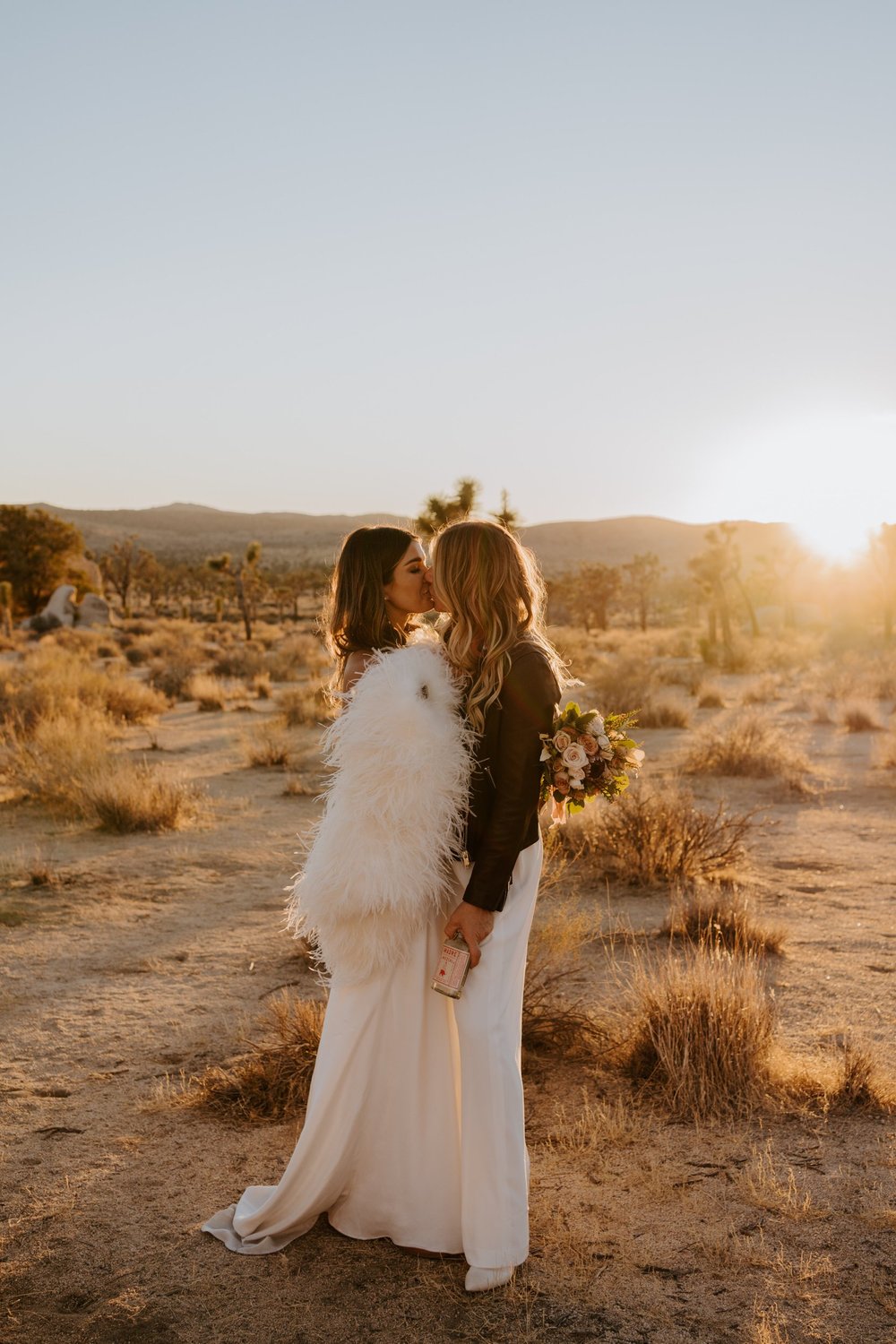 Rock n Roll lesbian couple, lgbtq joshua tree national park elopement, tida svy photography