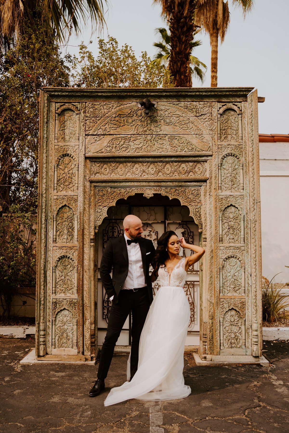 The Green Door Palm Springs, Bride and groom, Palm Springs Elopement, Photography by Tida Svy