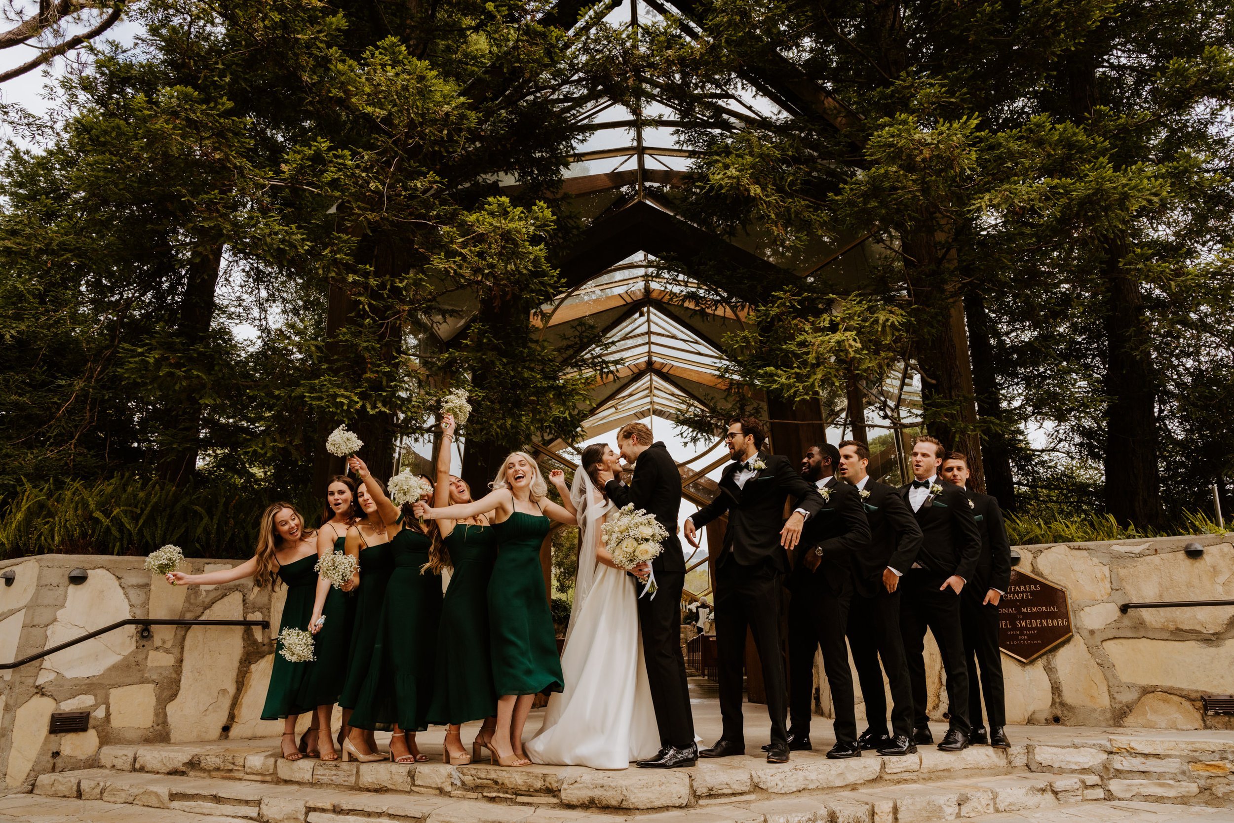 Wedding party, Wayfarers Chapel, Rancho Palos Verdes Wedding Venue, Photo by Tida Svy, Los Angeles Wedding Photographer