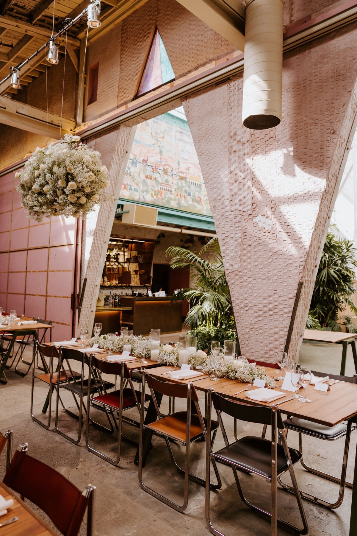 Grass Room DTLA Wedding Reception, Whimsical floral reception decor, Photo by Tida Svy, Los Angeles Wedding Photographer