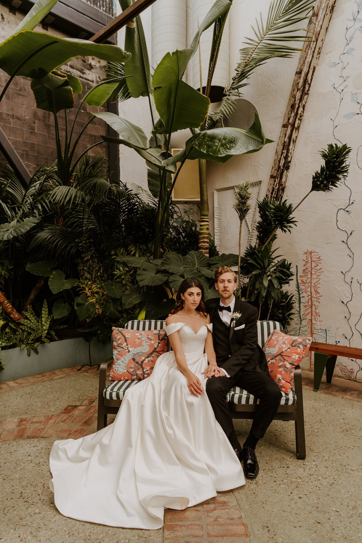 Grass Room DTLA Wedding, bride and groom portrait, photo by tida svy, los angeles wedding photographer