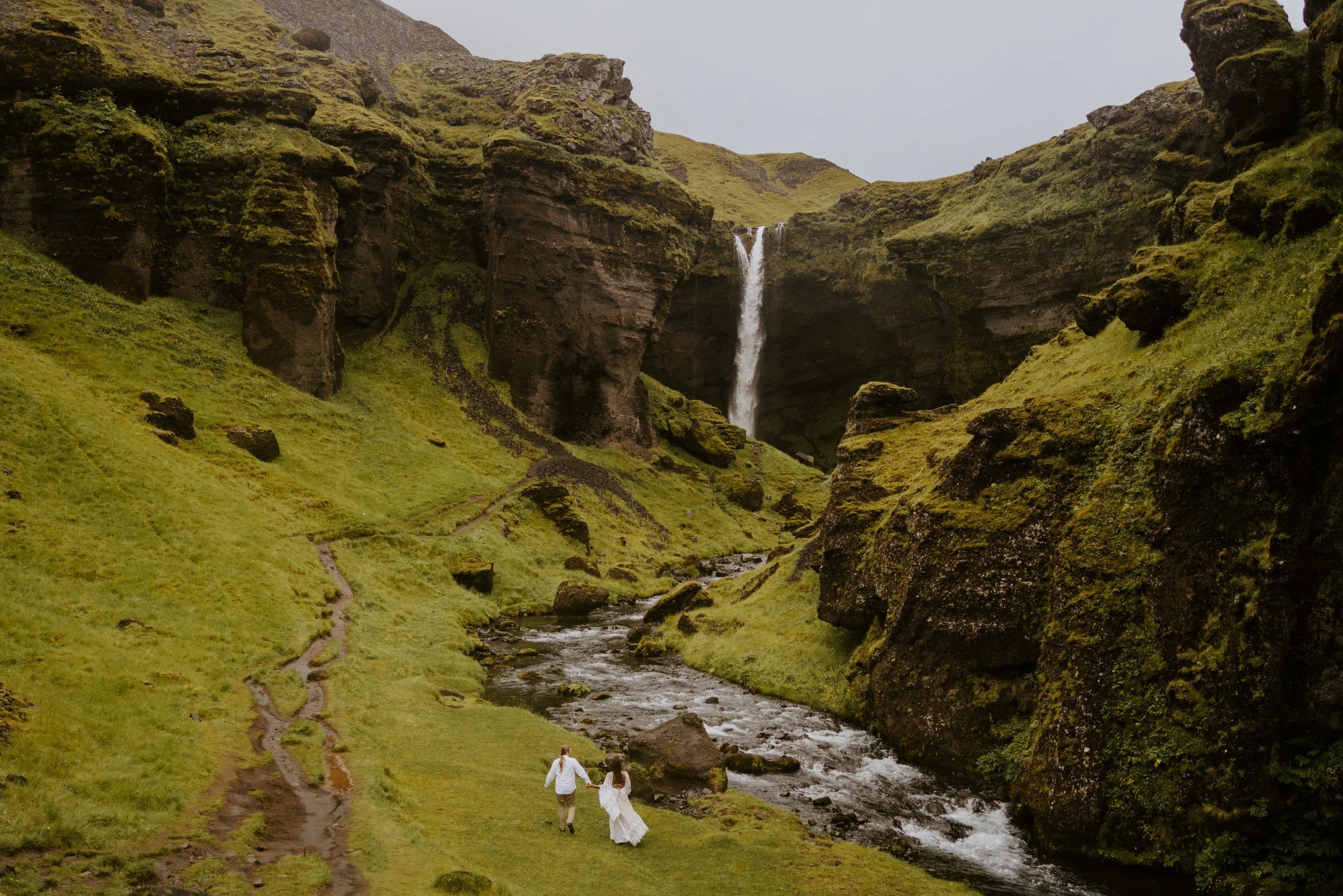 Iceland waterfall elopement