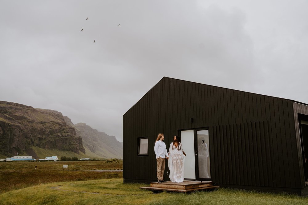 Iceland airbnb elopement near skogafoss falls | iceland elopement photographer | photo by tida svy