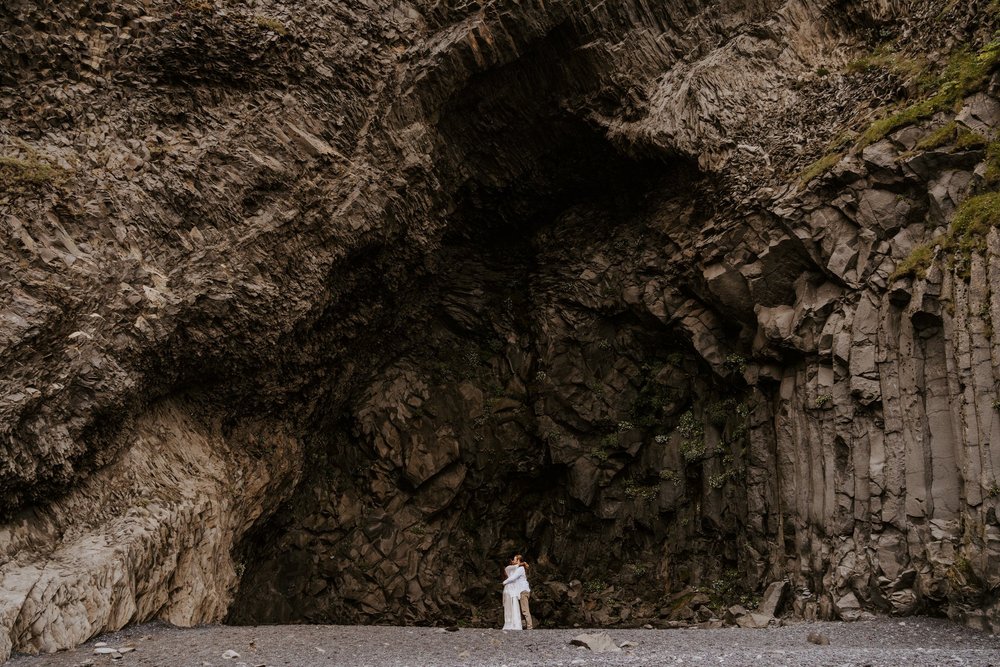 Iceland Black Sand Beach Elopement | Reynisfjara Black Sand Beach Elopement | Iceland Elopement Photographer | Photo by Tida Svy