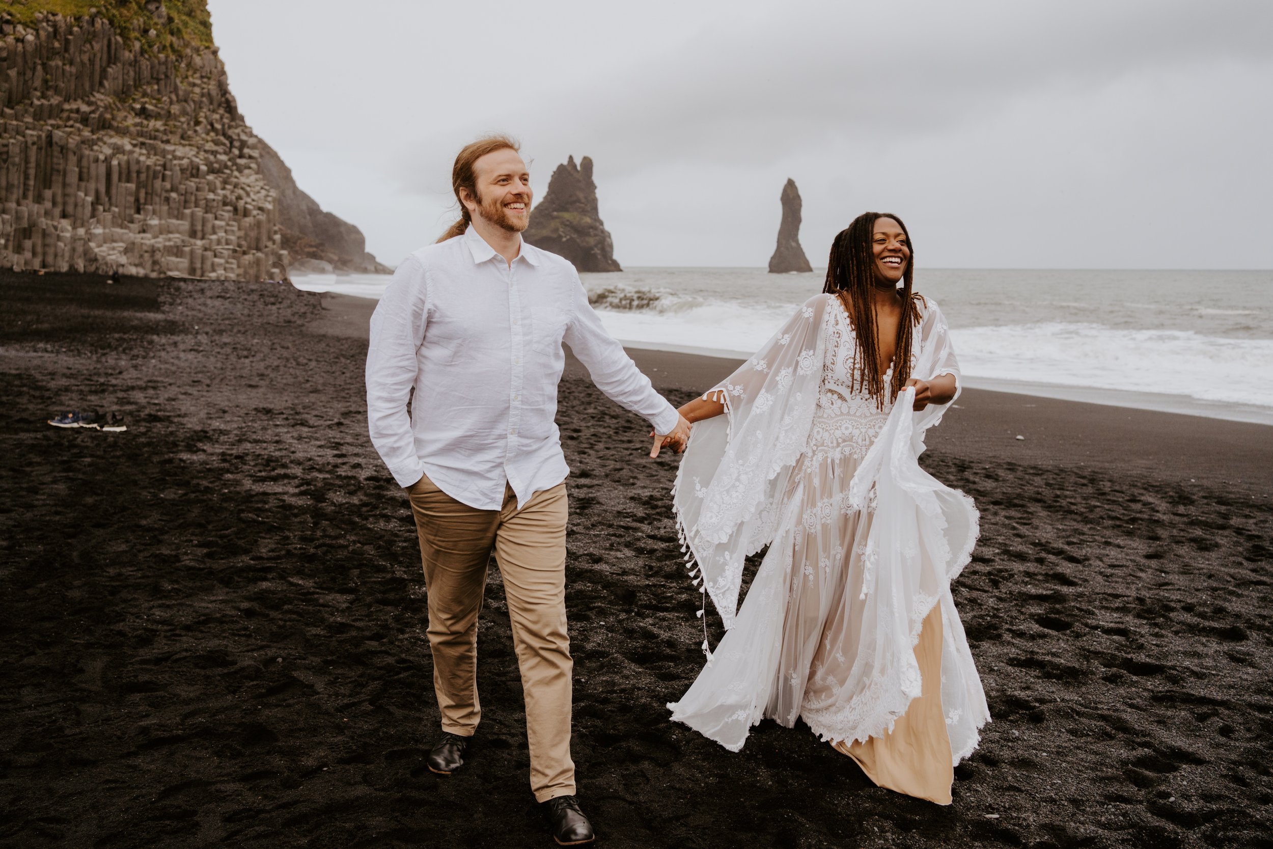 Iceland Black Sand Beach Elopement | Reynisfjara Black Sand Beach Elopement | Iceland Elopement Photographer | Photo by Tida Svy