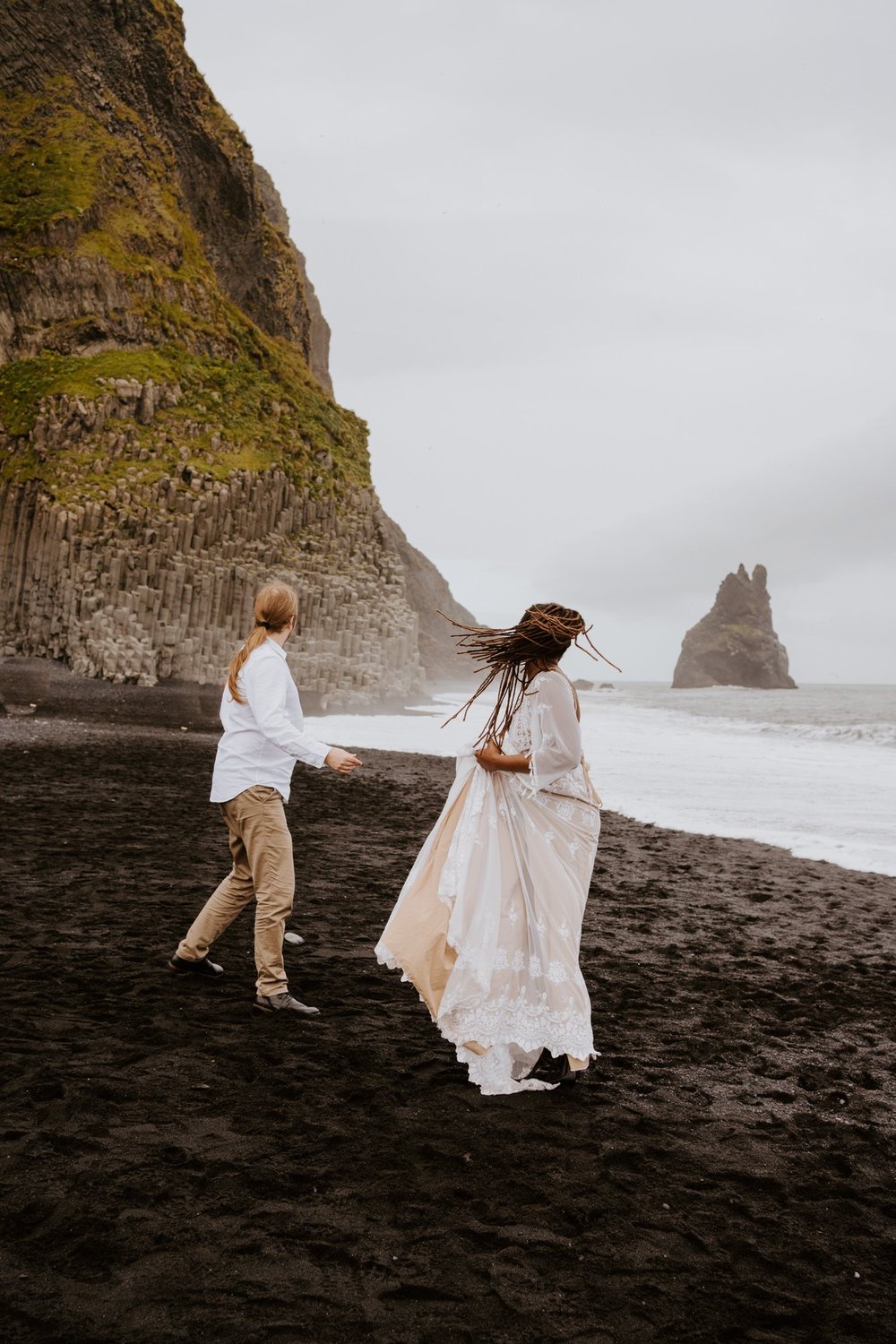 Iceland Black Sand Beach Elopement | Reynisfjara Black Sand Beach Elopement | Iceland Elopement Photographer | Photo by Tida Svy