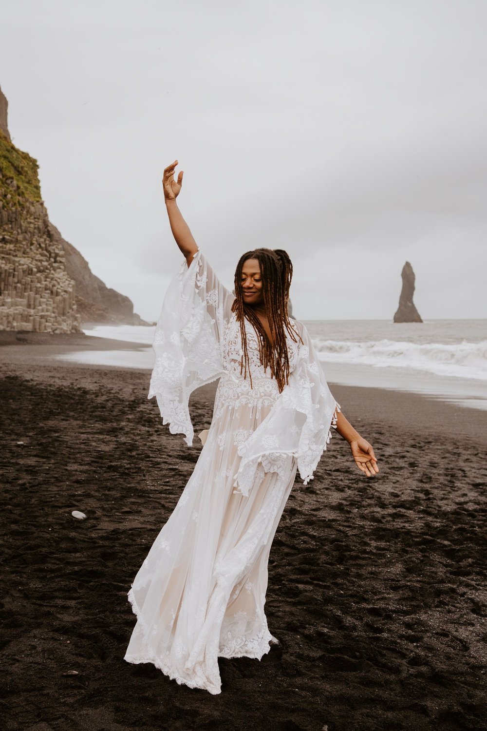 Iceland Black Sand Beach Elopement | Reynisfjara Black Sand Beach Elopement | Iceland Elopement Photographer | Photo by Tida Svy