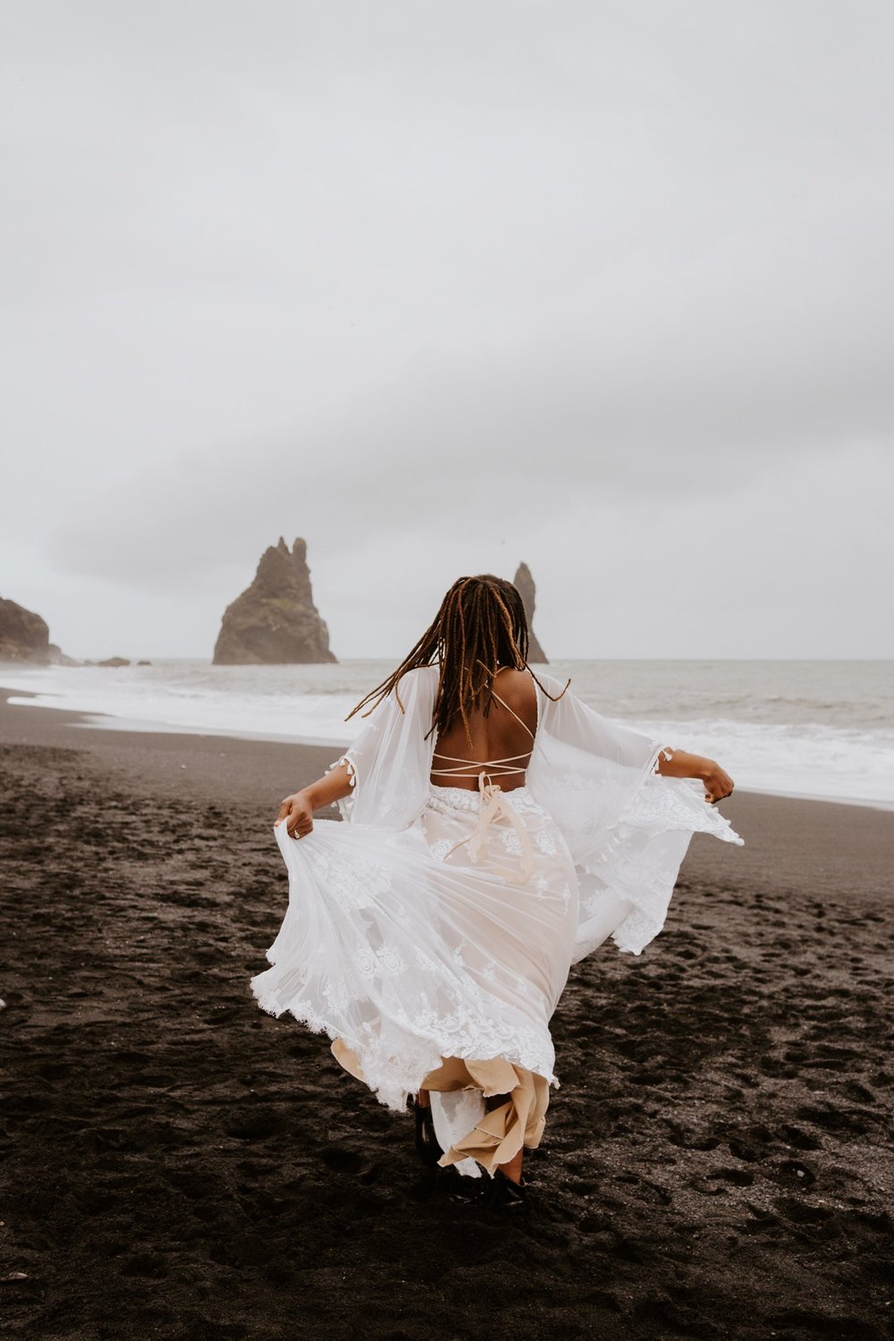 Iceland Black Sand Beach Elopement | Reynisfjara Black Sand Beach Elopement | Iceland Elopement Photographer | Photo by Tida Svy