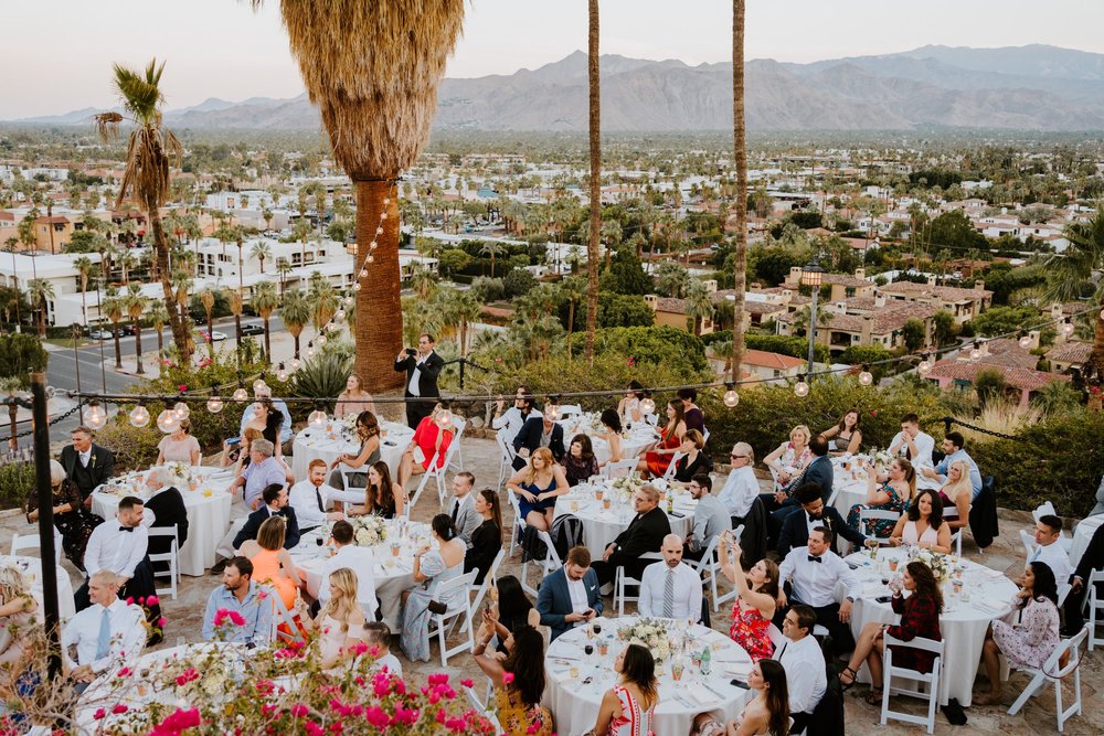 Wedding reception setup at The O’Donnell House Palm Springs, Tida Svy Photography