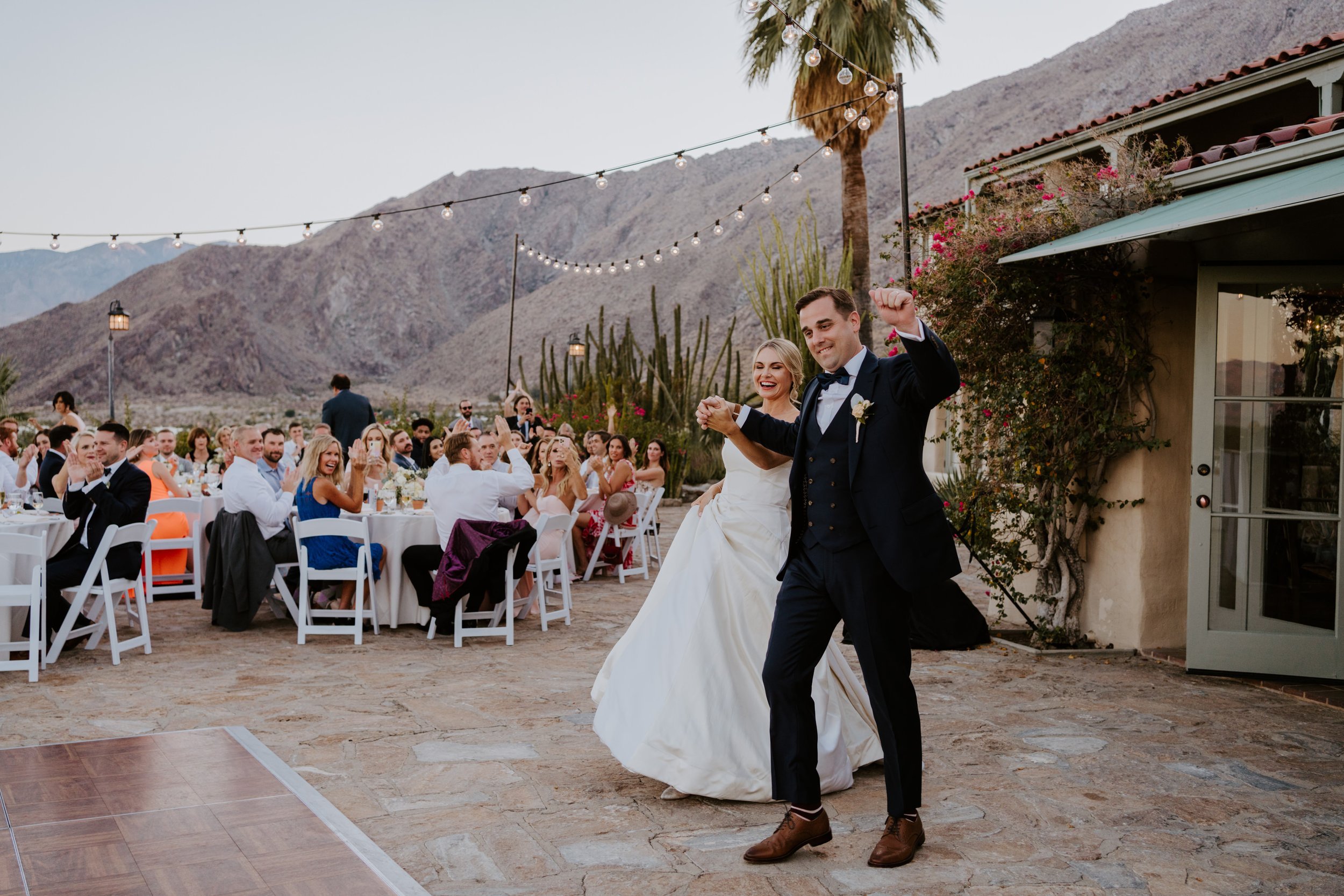 Wedding reception setup at The O’Donnell House Palm Springs, Tida Svy Photography