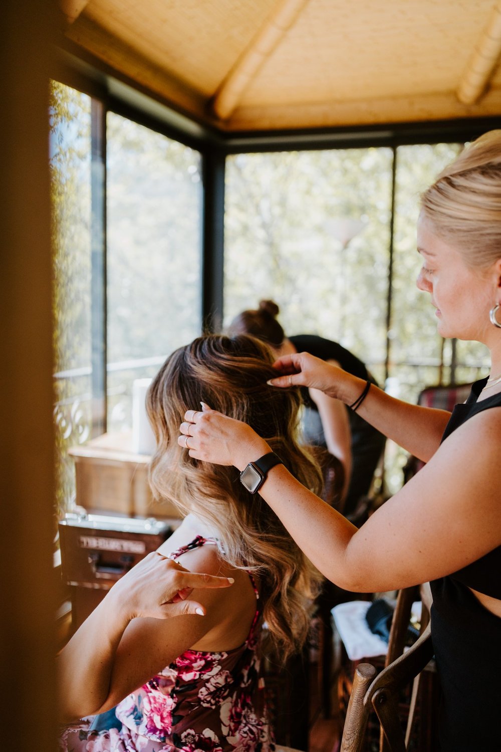 Bride getting ready in the Monkey Room at The Houdini Estate Wedding, Los Angeles Wedding Photography by Tida Svy