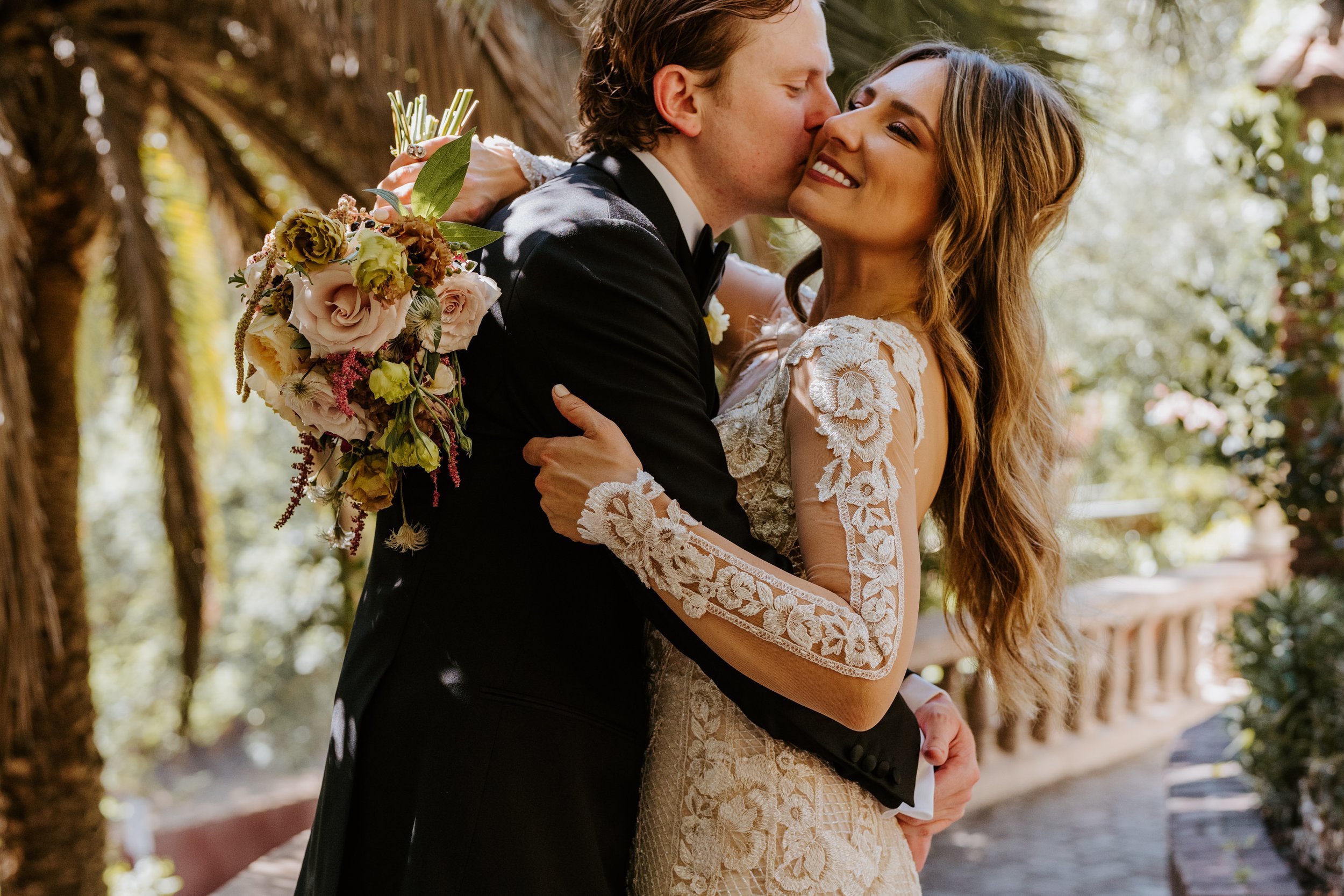 Bride and groom portrait at The Houdini Estate wedding in los angeles, ca. Vibrant and candid los angeles wedding photography by Tida Svy